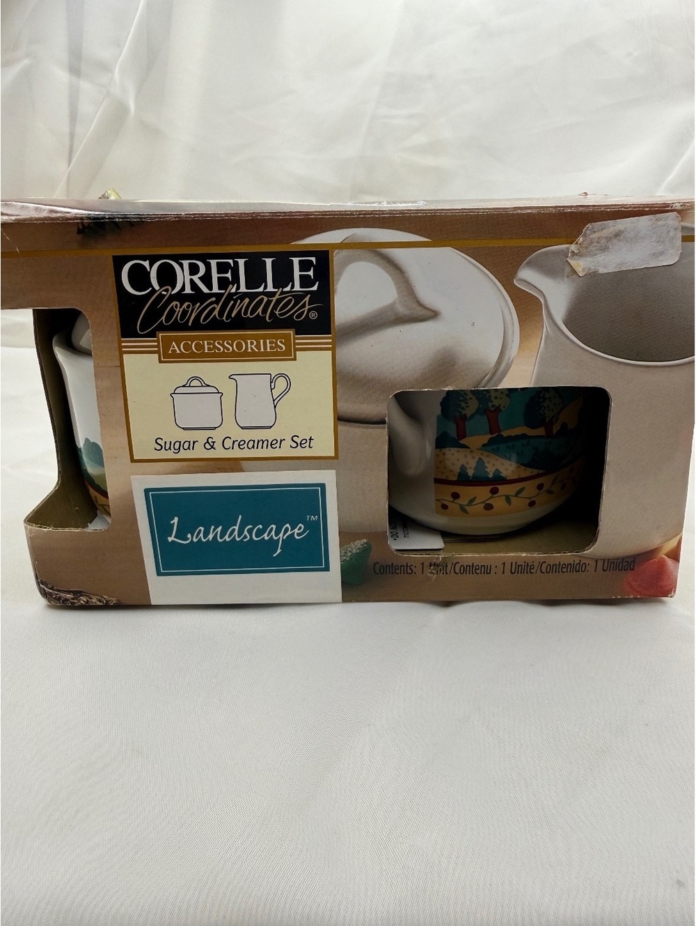 Vintage Corelle Coordinates Landscape Sugar Creamer Set 1998 with Original Box